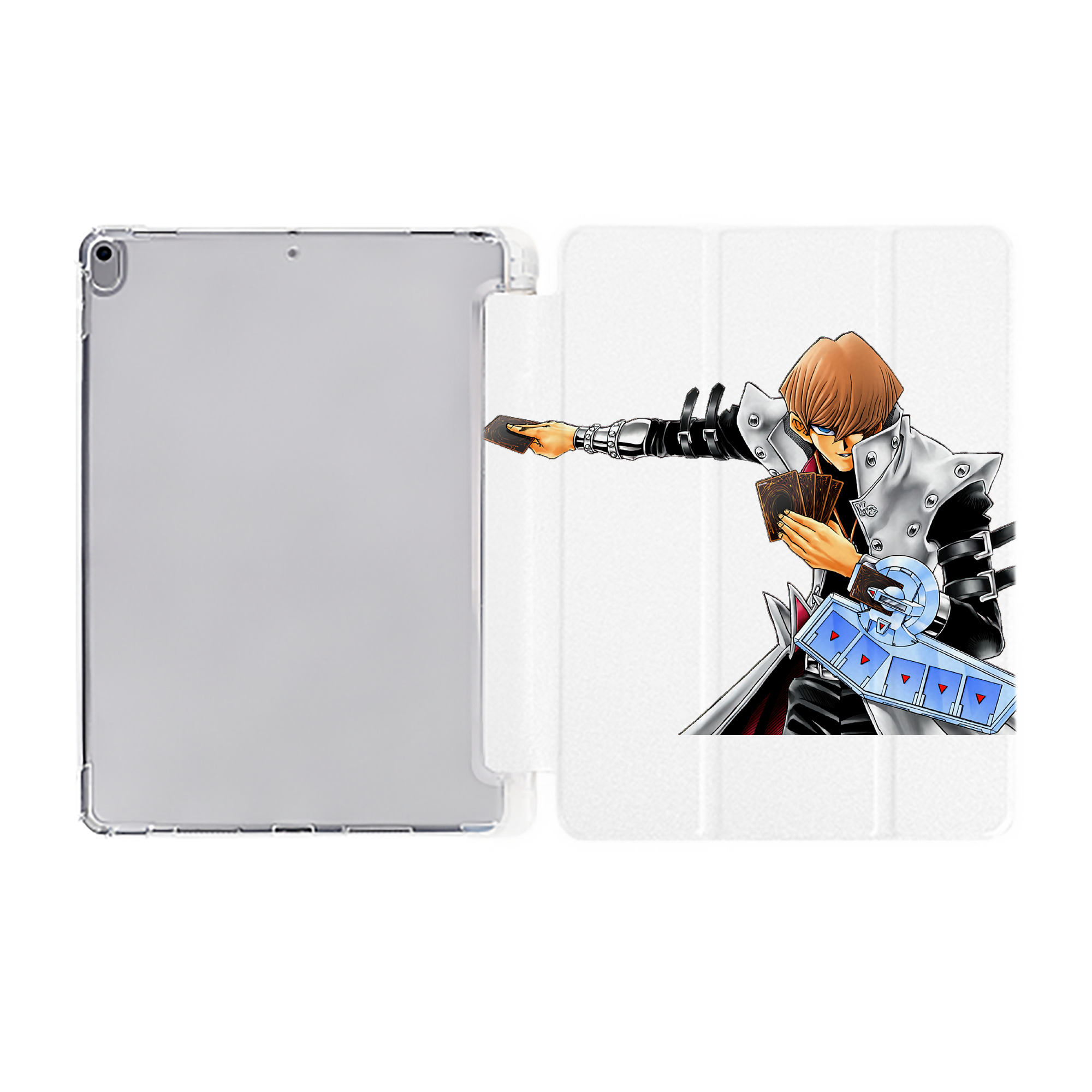 （画像用） 遊☆戯☆王 Yu-Gi-Oh! IPad ケース ペン収納付き 三つ折りスタンド PUレザー×シリコン 対応機種9.5/10.5/10.9インチ